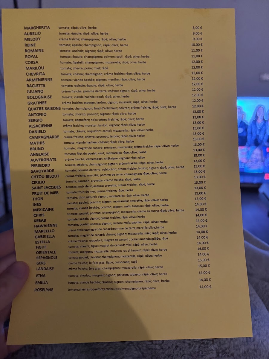 Pizzeria chez Bruno Menu 1