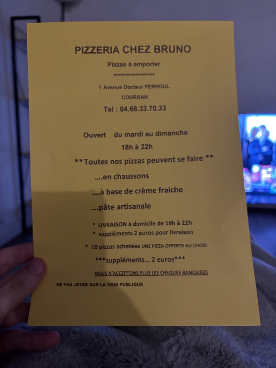 Pizzeria chez Bruno Menu 3