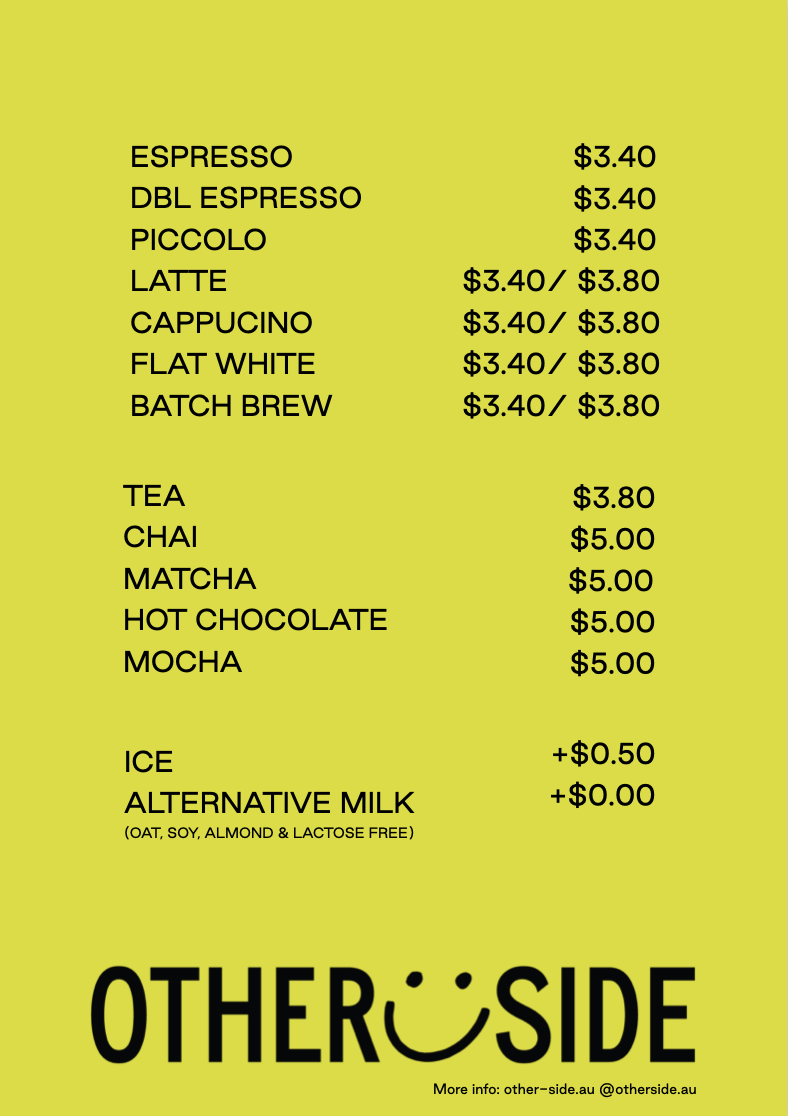 Otherside Coffee Menu 2
