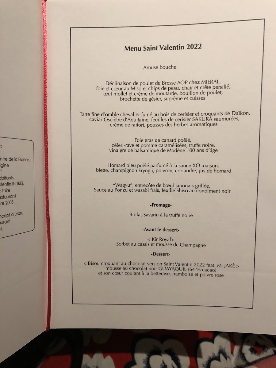 Au 14 Février Menu 6