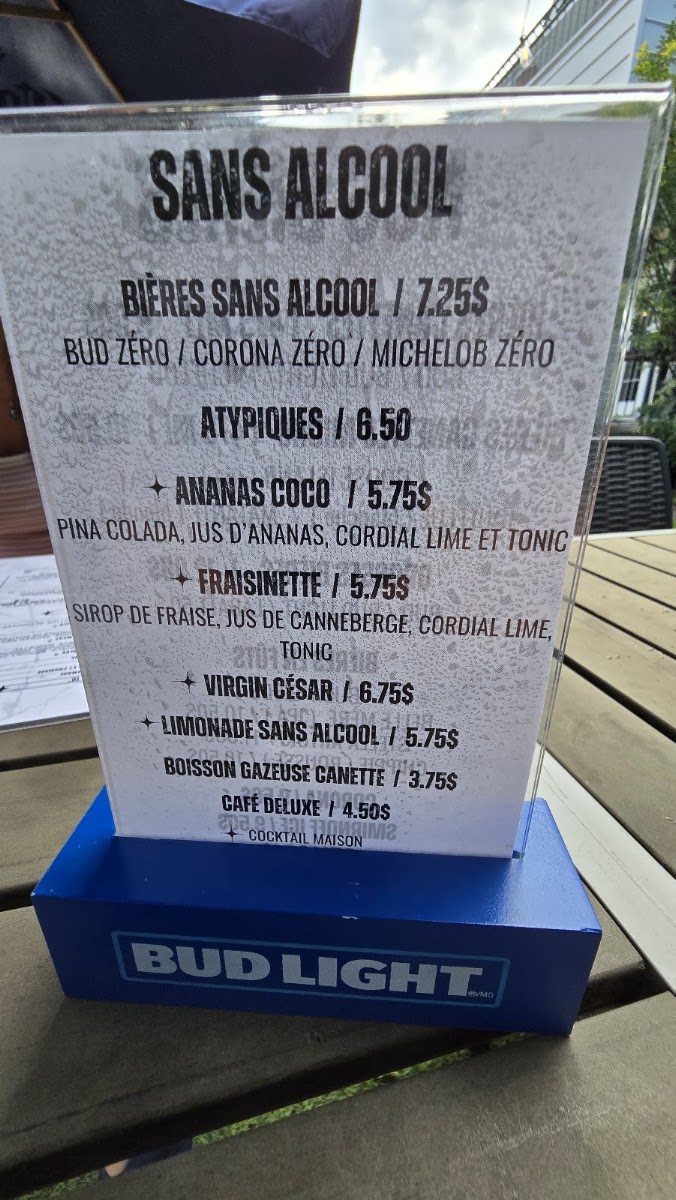 Resto Pub la Dérive Menu 1