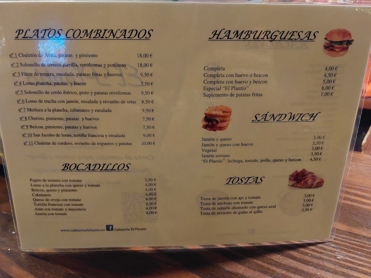 Cafeteria El Plantio Menu 2