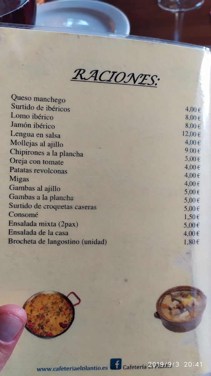 Cafeteria El Plantio Menu 6