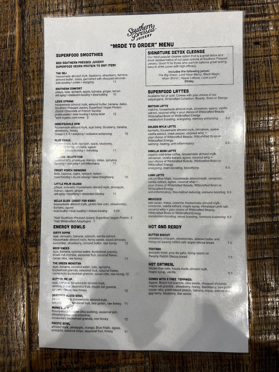Southern Pressed Juicery Menu 3