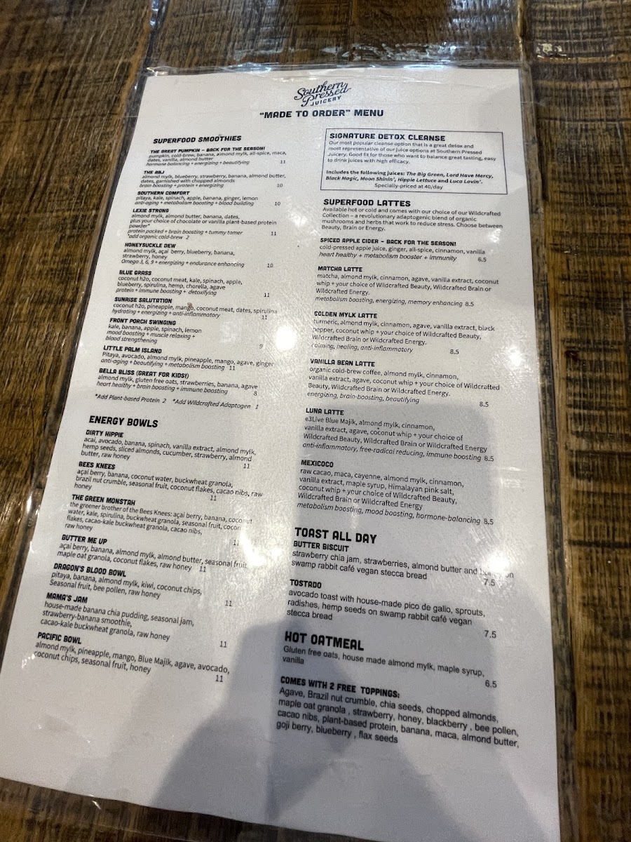 Southern Pressed Juicery Menu 5