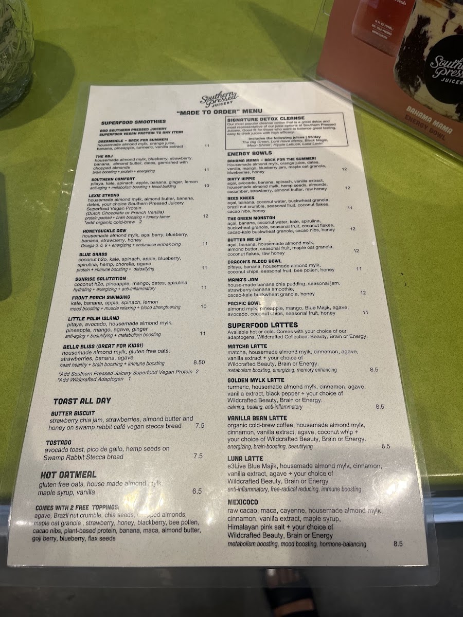 Southern Pressed Juicery Menu 6