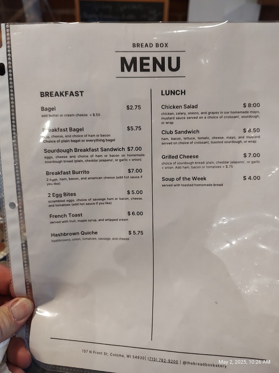 The Bread Box/Coffee Shop Menu 4