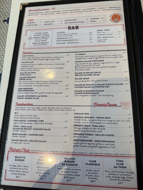 Beauty's Restaurant Menu 2