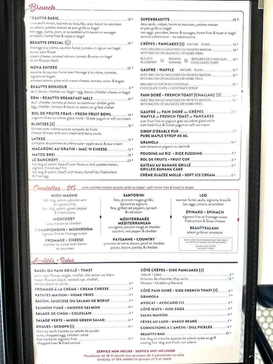 Beauty's Restaurant Menu 3