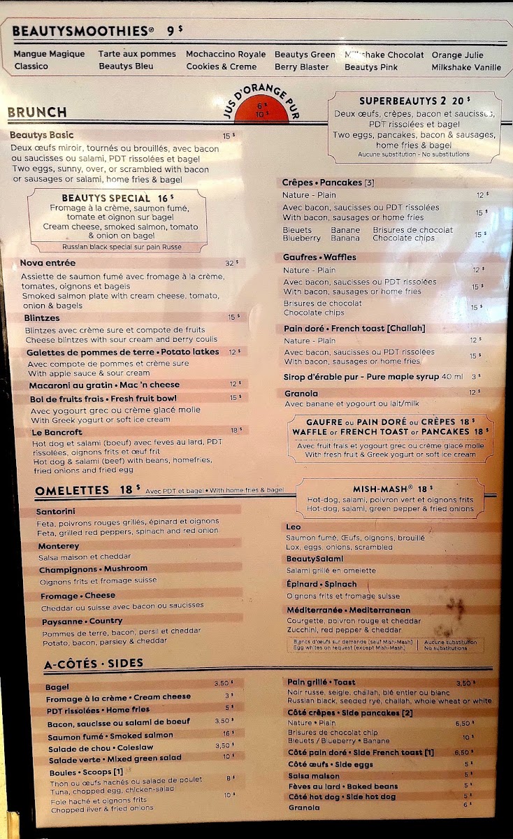 Beauty's Restaurant Menu 7