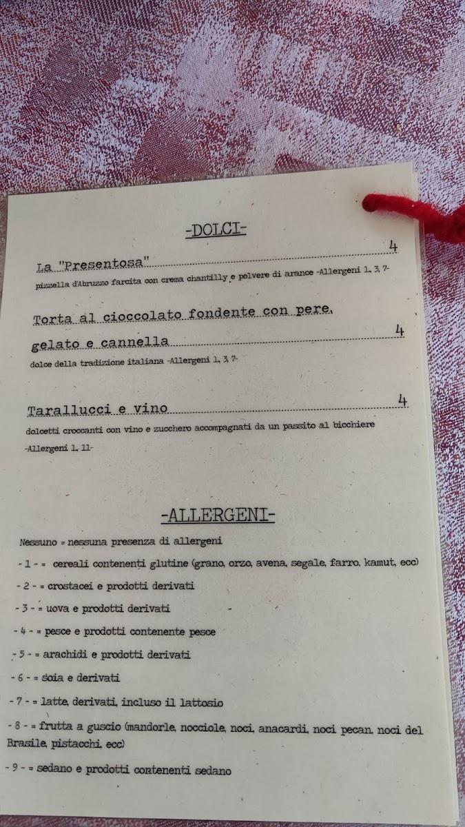 Meraviglia Menu 1