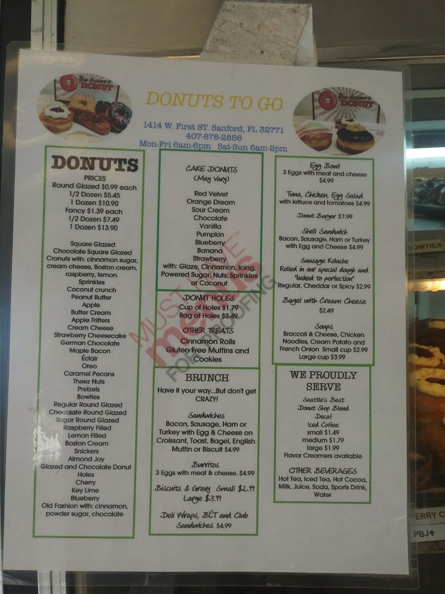 Donuts To Go Menu 4