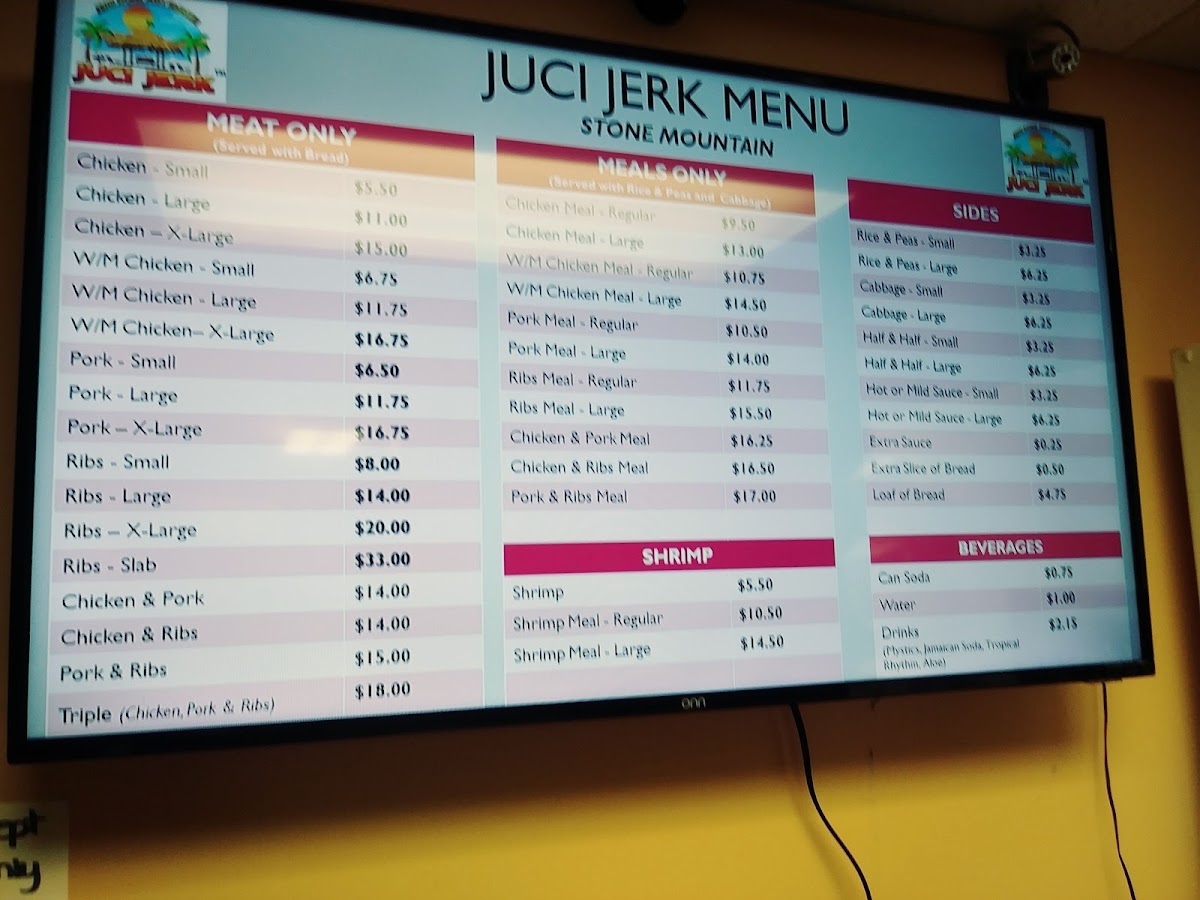 Juci Jerk Menu 9