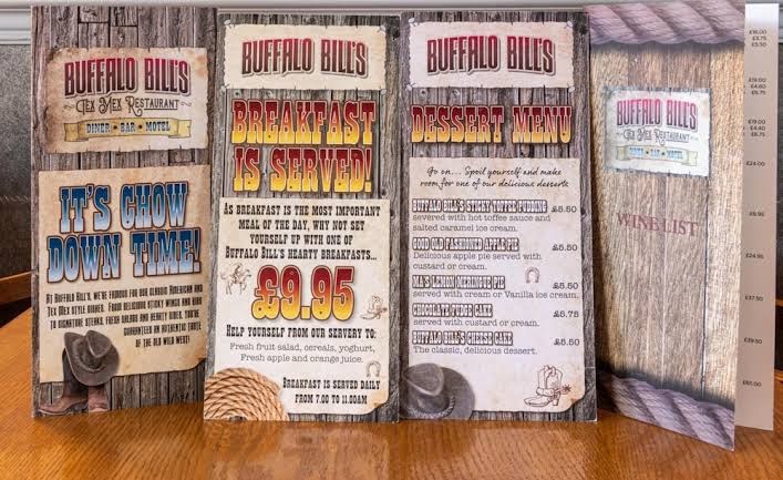 Buffalo Bill's Menu 1