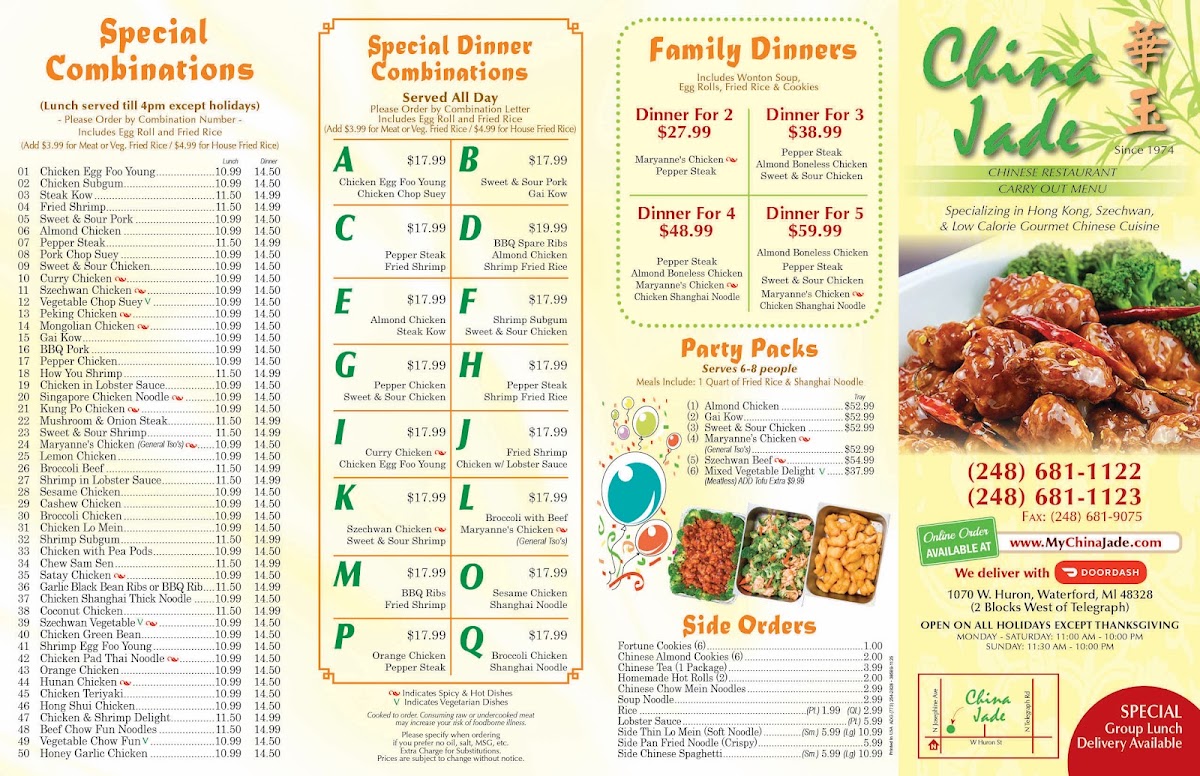 China Jade Restaurant Menu 1
