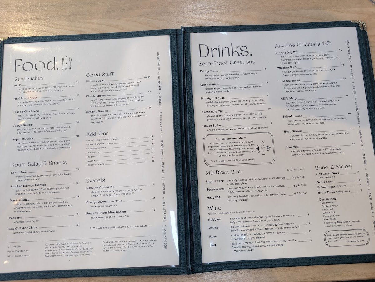 HEX Superette Menu 1