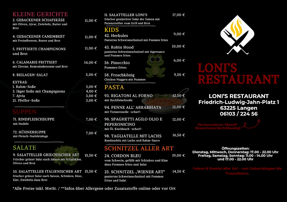 Loni’s Restaurant Menu 2