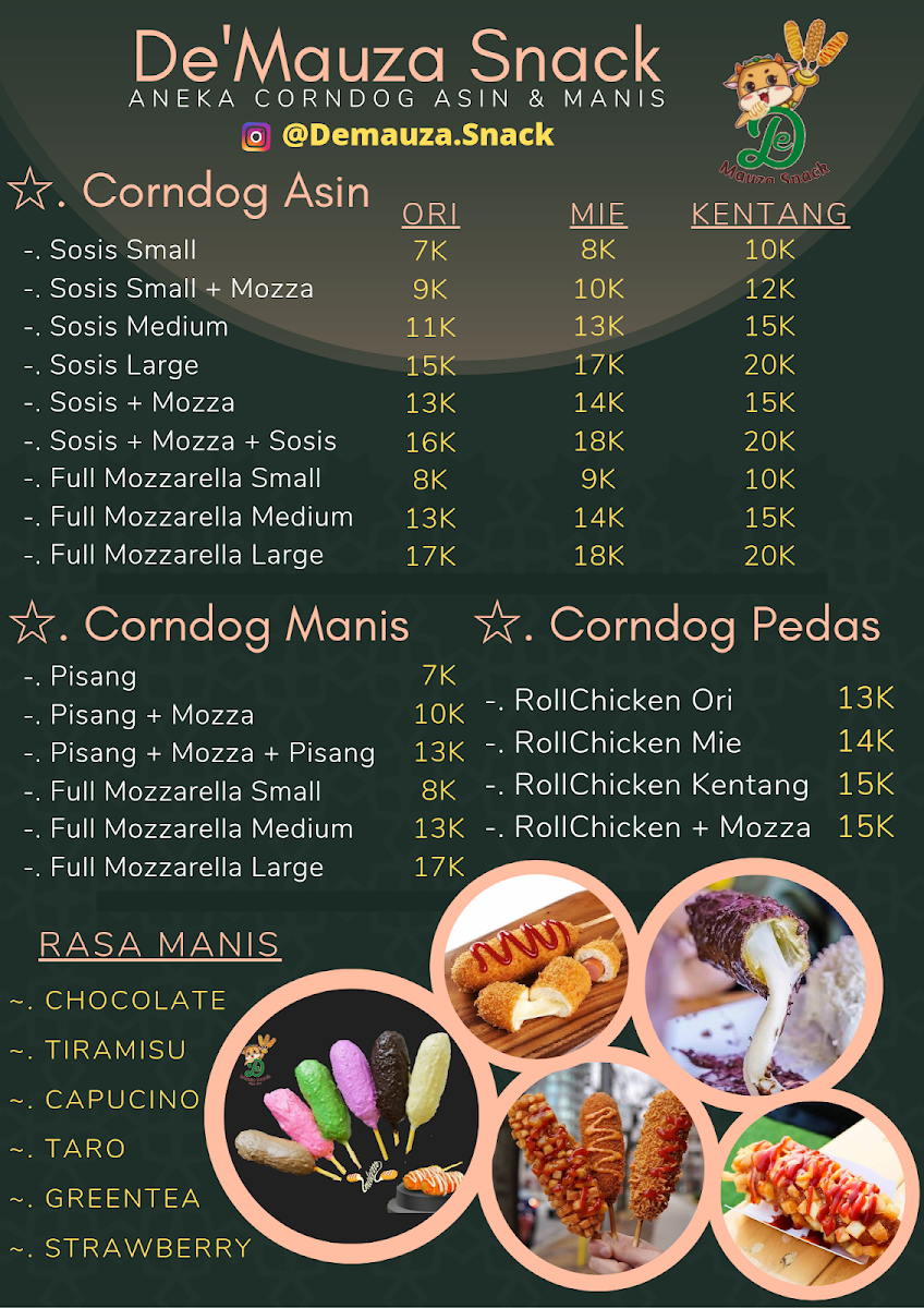 De'Mauza Snack Corndog Mozzarella Menu 1