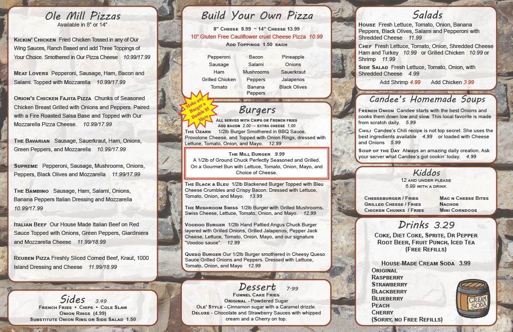 Ole Mill Tavern Menu 3
