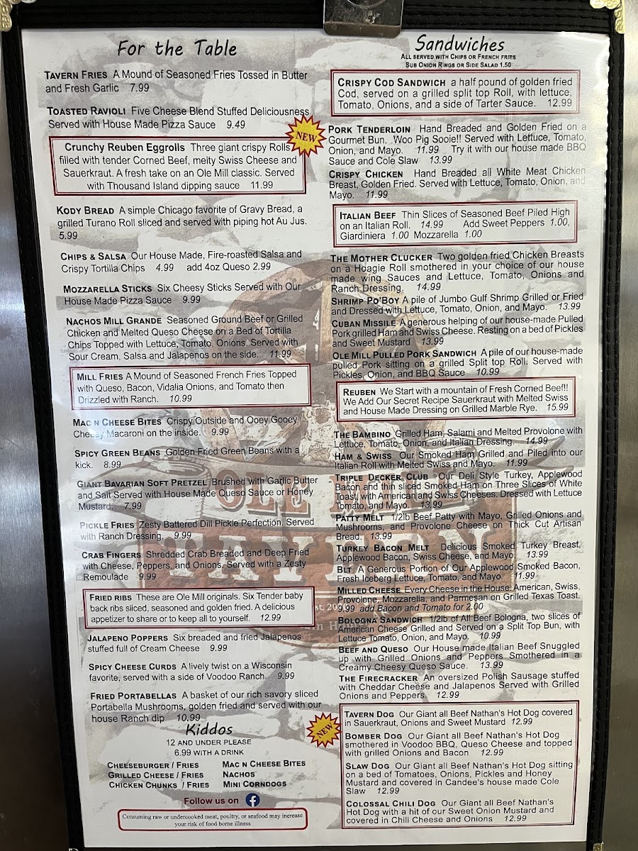 Ole Mill Tavern Menu 6