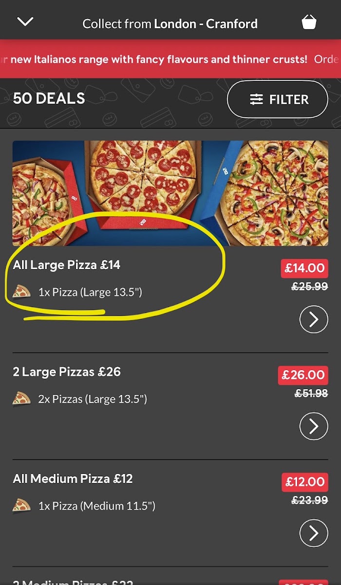 Domino's Pizza - London - Cranford Menu 1