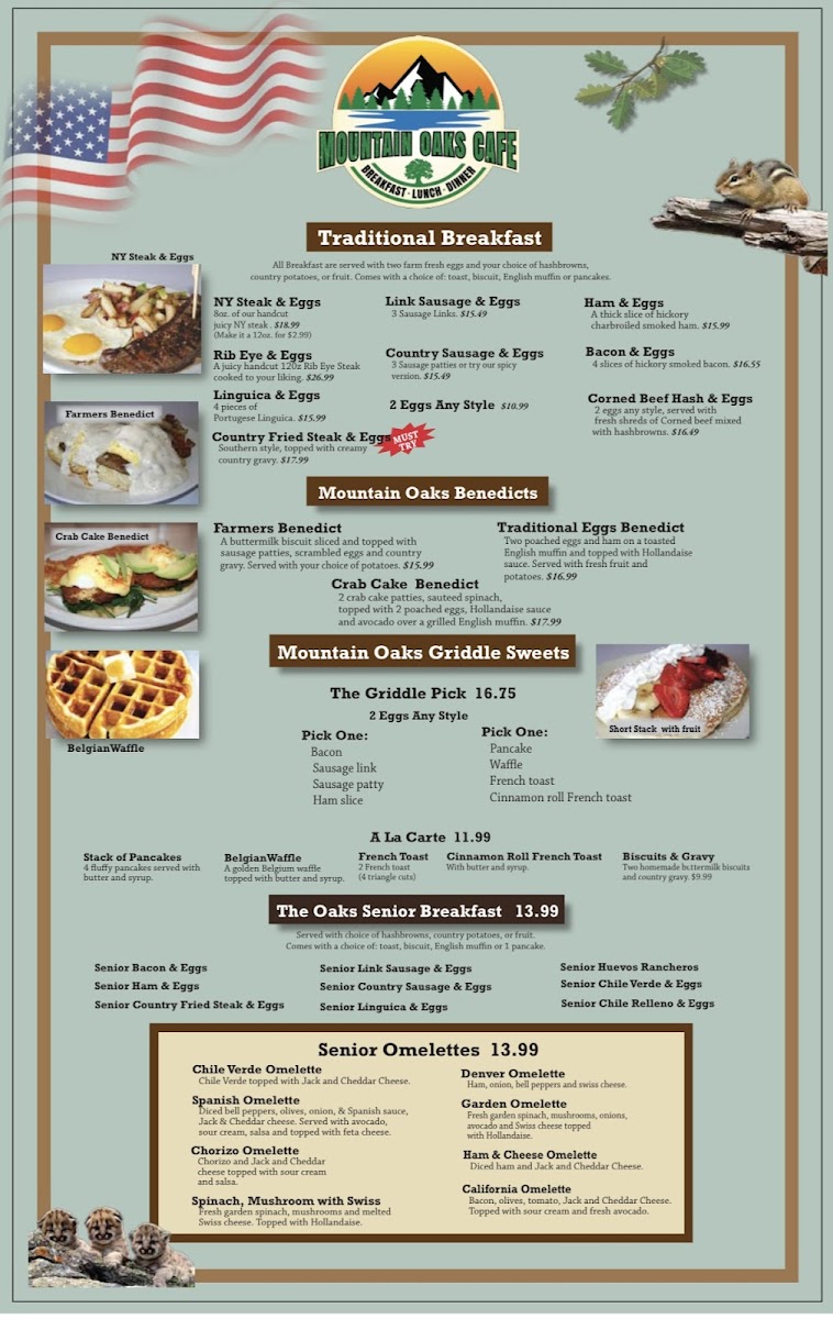 Mountain Oaks Cafe Menu 1