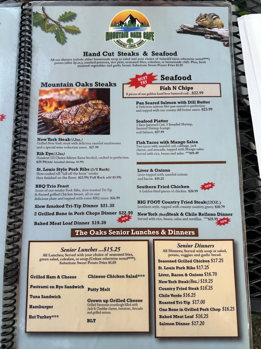 Mountain Oaks Cafe Menu 7