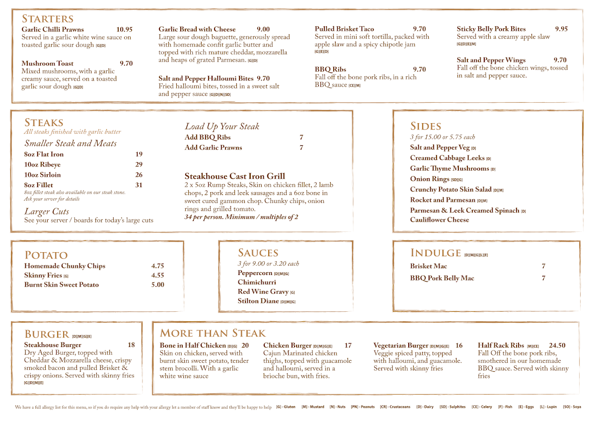 Churrasco Steak House Menu 1