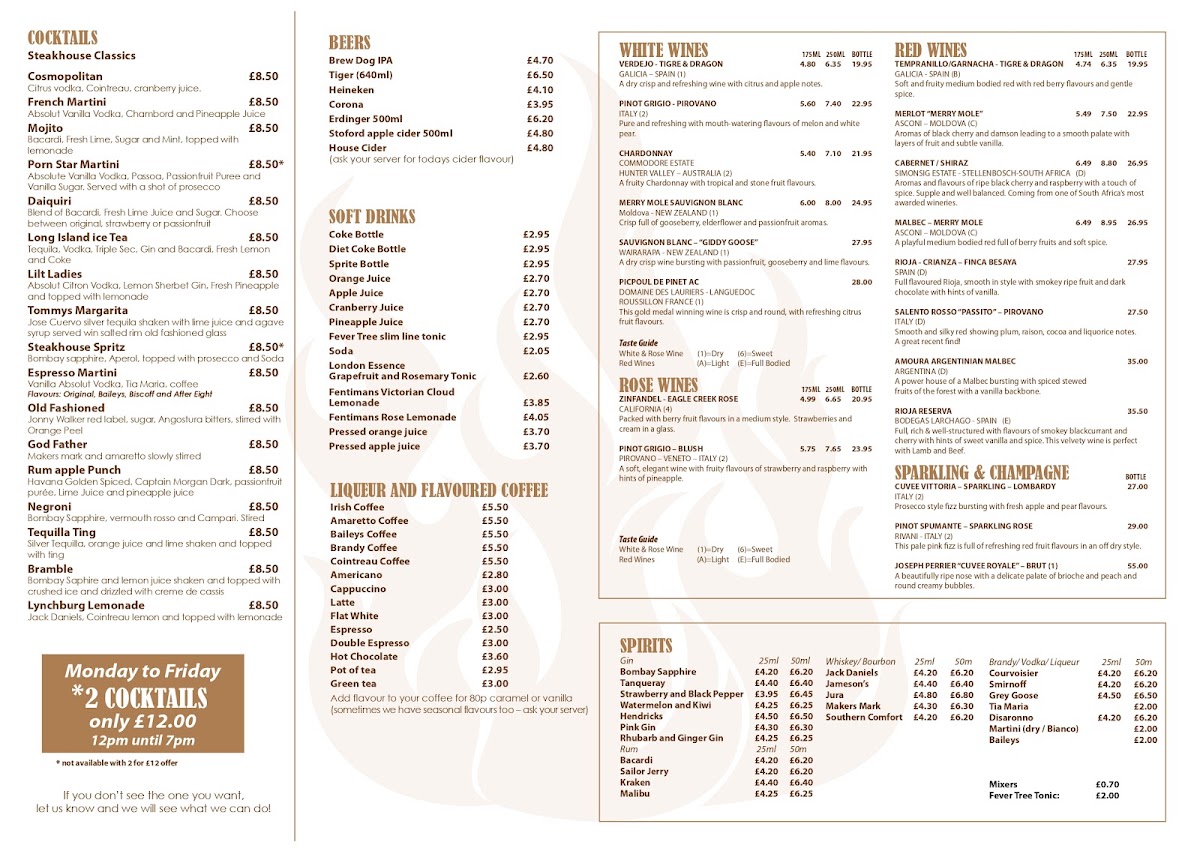 Churrasco Steak House Menu 2