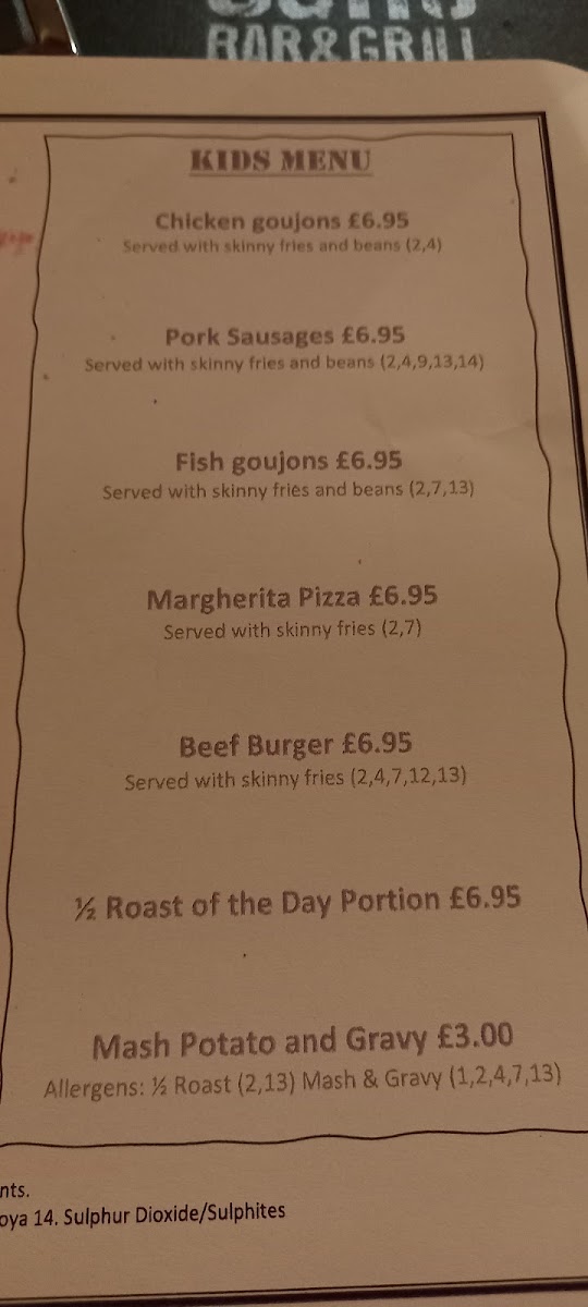 Cuffs Bar & Grill Menu 3