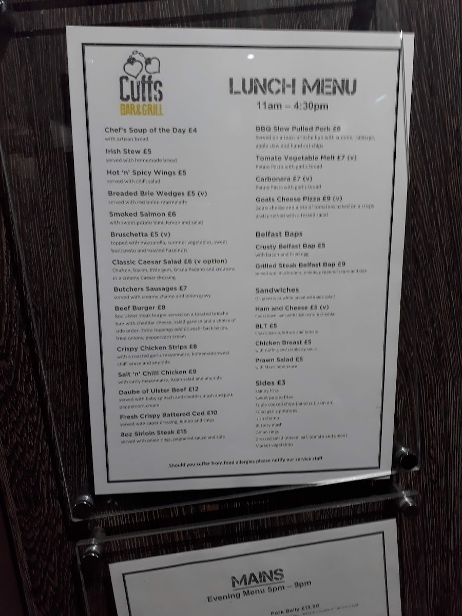 Cuffs Bar & Grill Menu 4