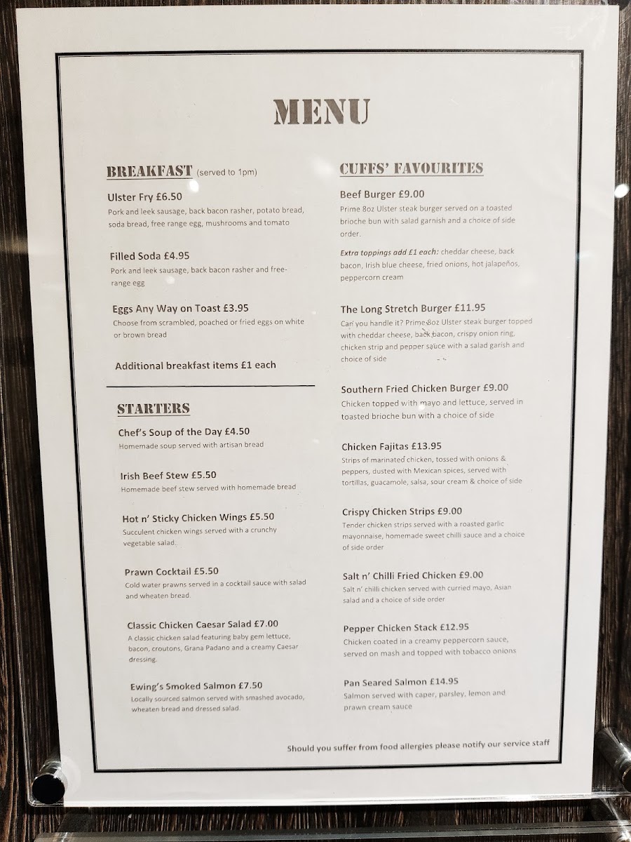 Cuffs Bar & Grill Menu 5
