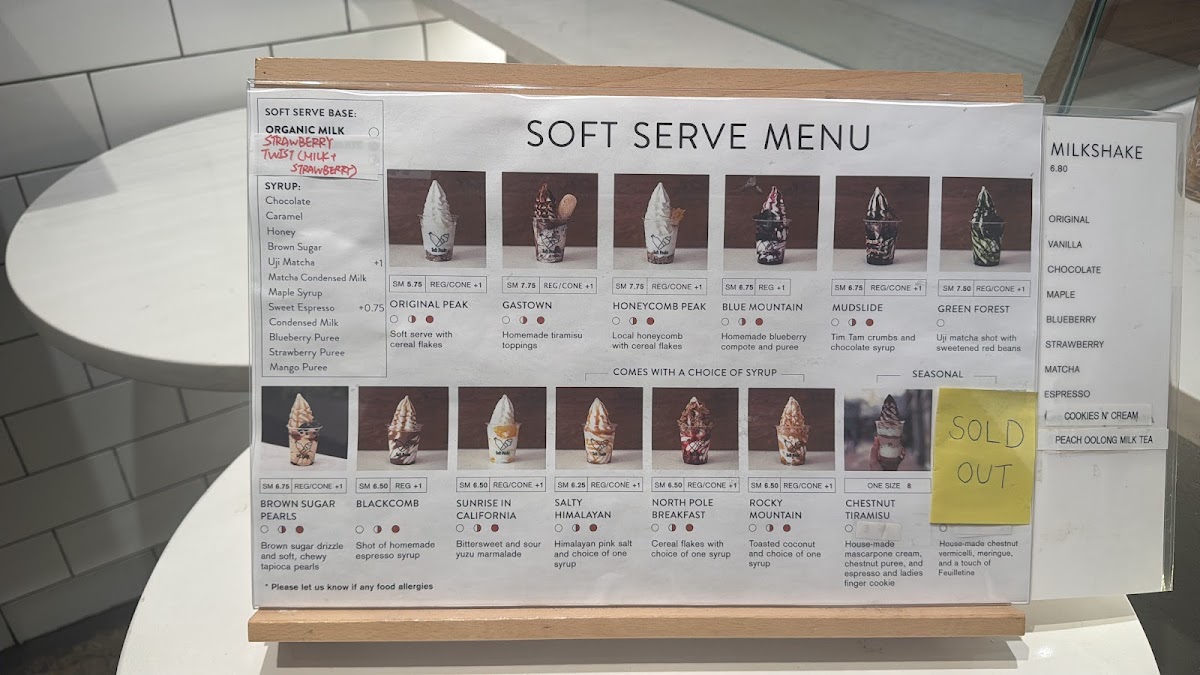 Soft Peaks Ice Cream Menu 7