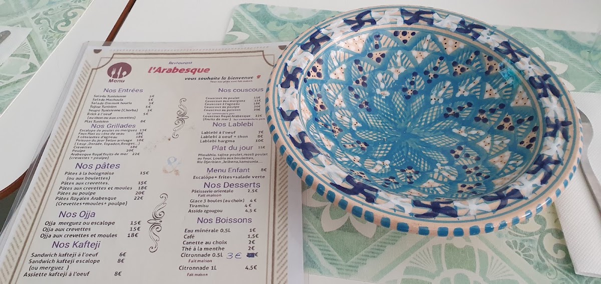 Restaurant l'Arabesque Toulon Menu 4