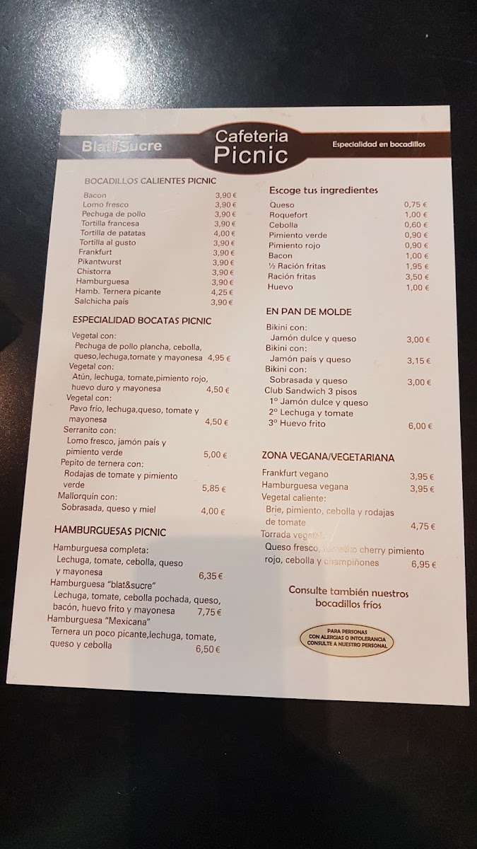 Cafeteria Picnic Menu 5