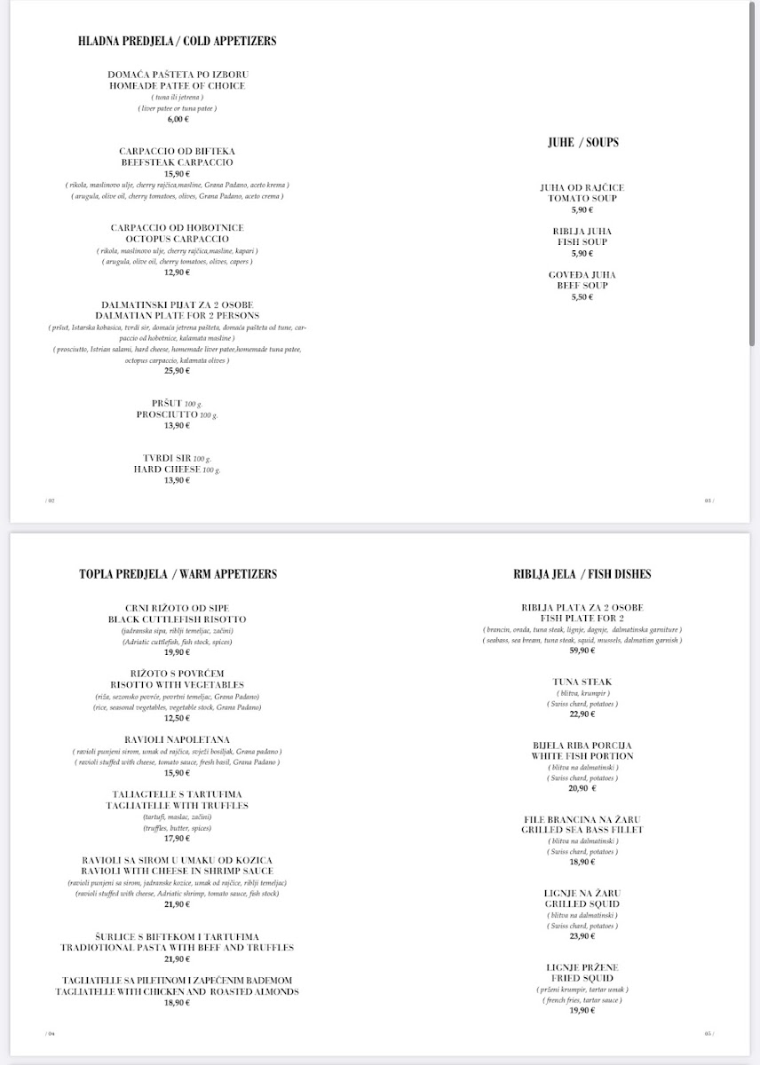 Restaurant Kala - Zadar Menu 3