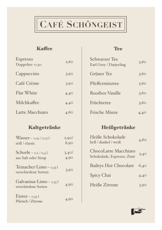 Café Schöngeist Menu 1
