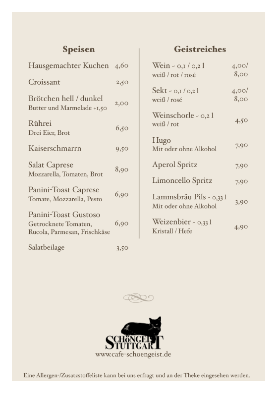 Café Schöngeist Menu 2