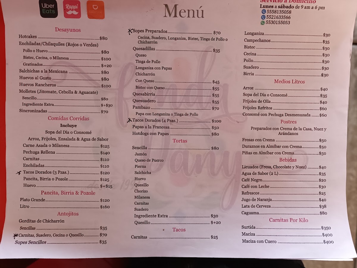 Abarrotes Dany... Fonda Dany Menu 2