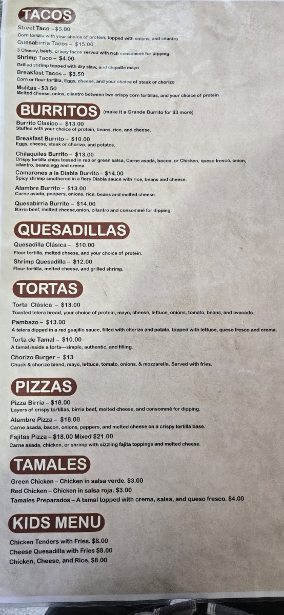The Taco Shop Menu 5