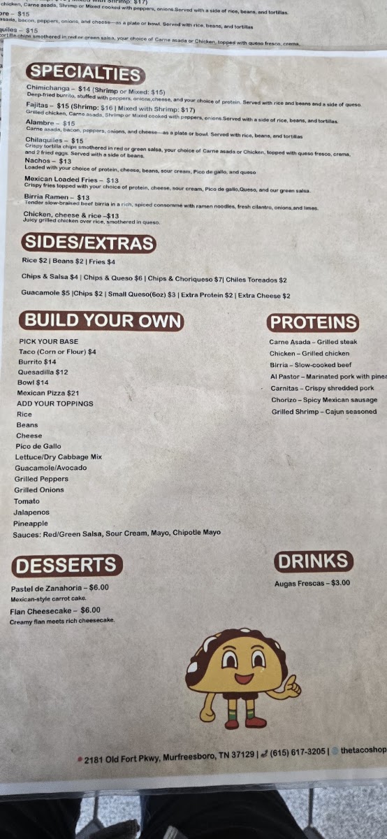 The Taco Shop Menu 9