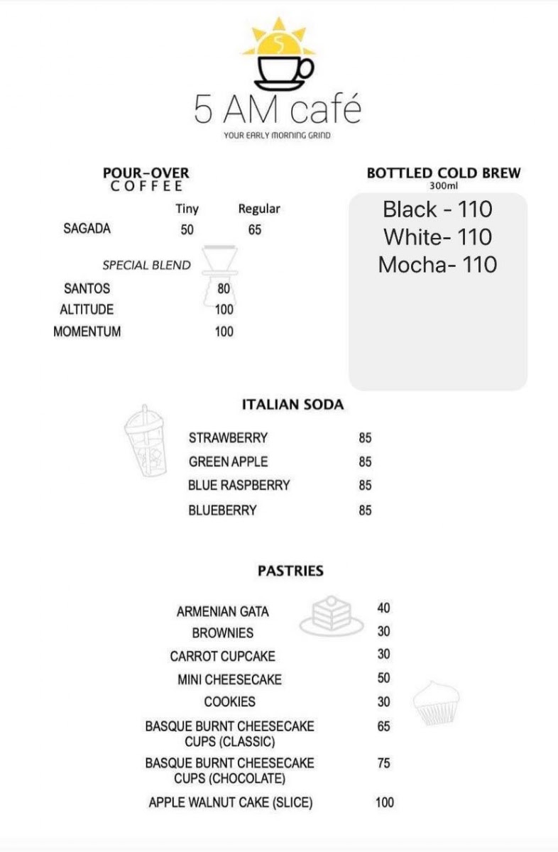 5AM café Menu 2