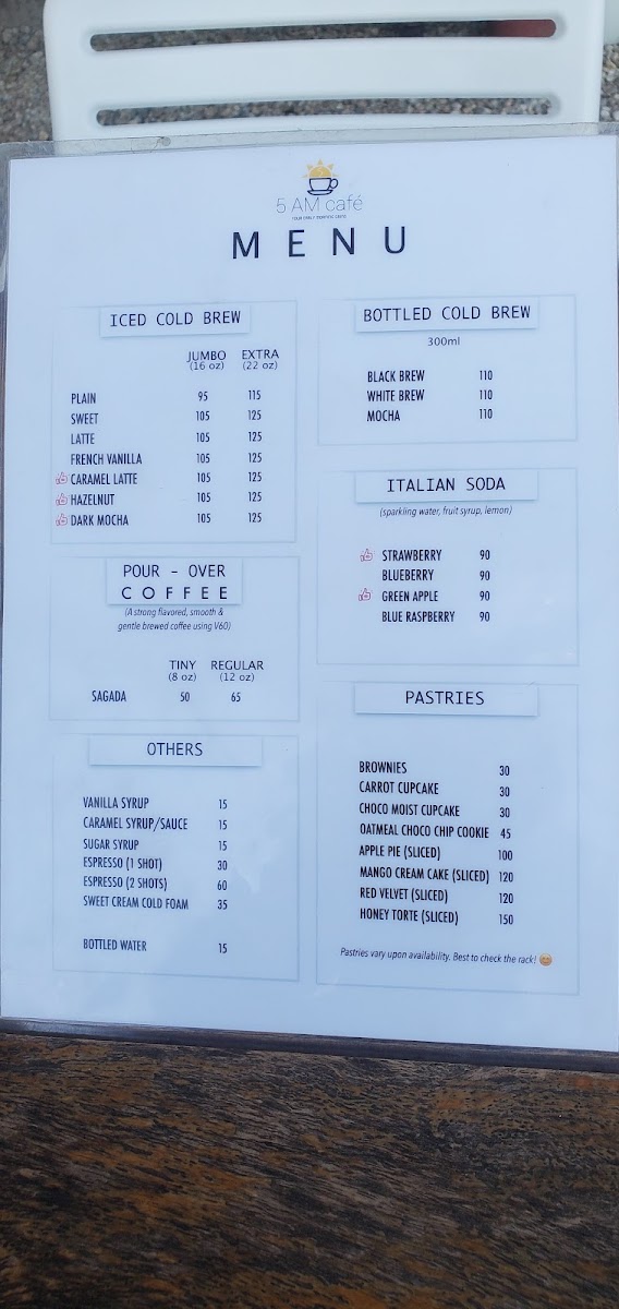 5AM café Menu 3