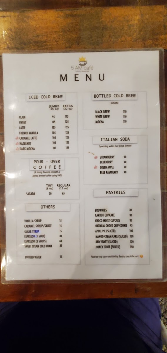 5AM café Menu 4