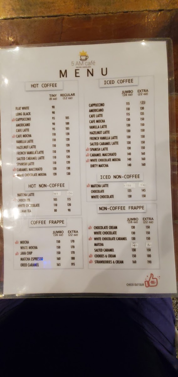 5AM café Menu 5