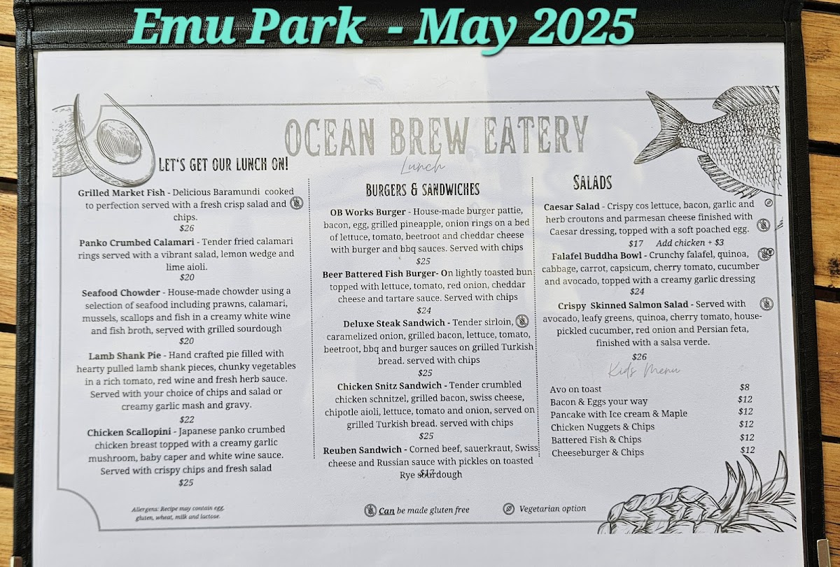 Ocean Brew Eatery Menu 2