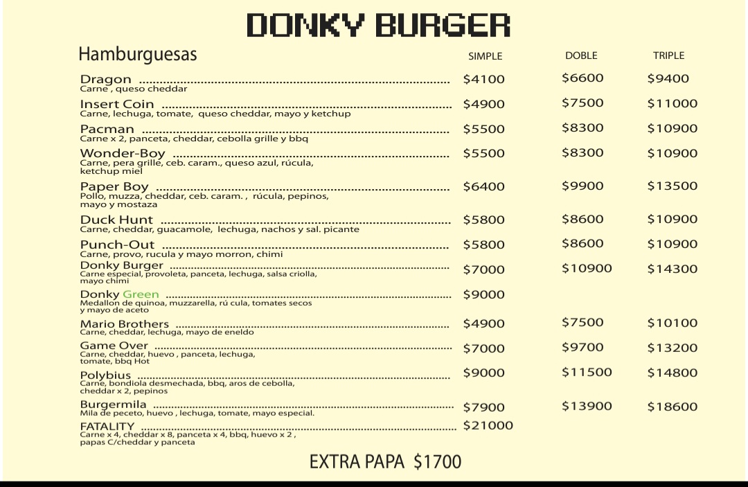 Donky Burger Menu 2