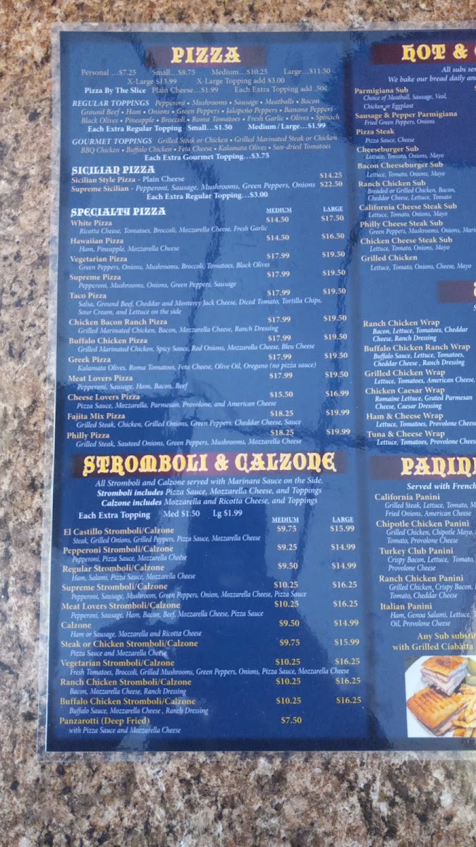 Castello's Pizzeria & Tex Mex Menu 2