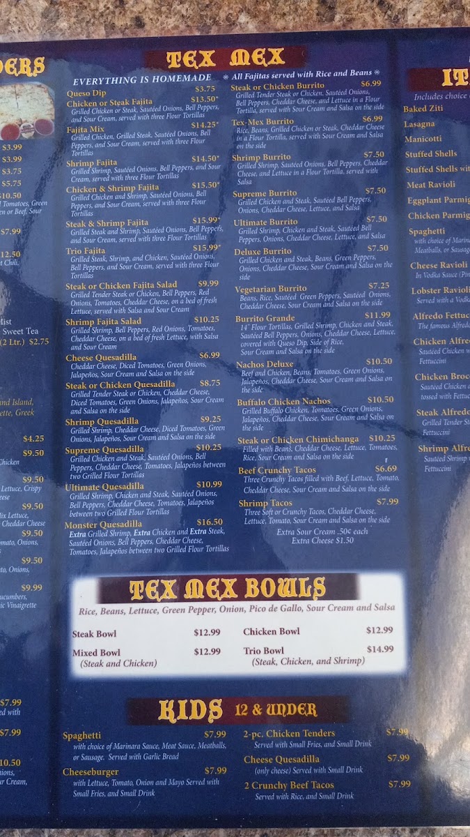 Castello's Pizzeria & Tex Mex Menu 5