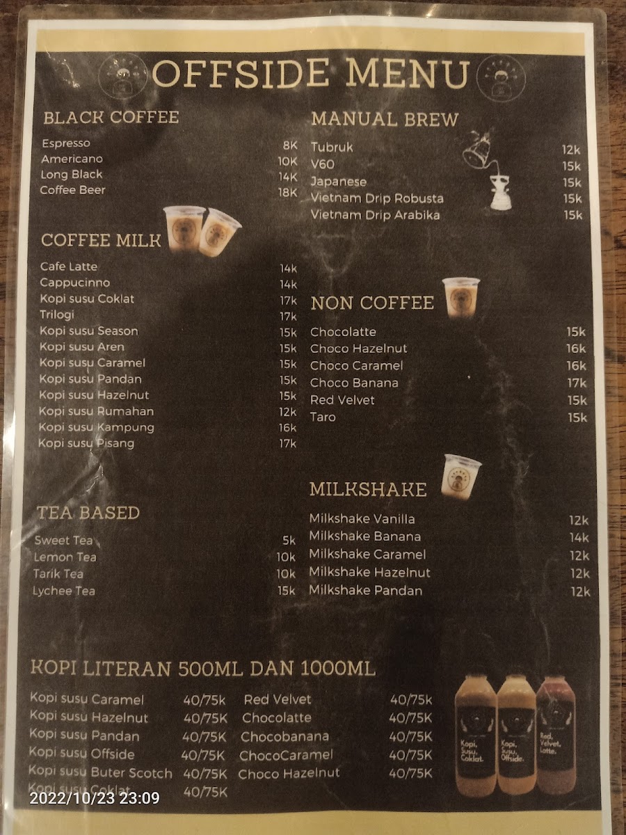 Offside coffee Menu 1